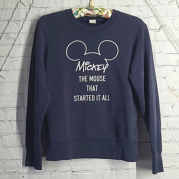 Disney Mickey Mouse Embroidered Navy Blue Crewneck Sweater Womens Size XXS - Picture 3 of 16